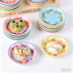 10Pcs 1:12 Scale Dollhouse Mini Country‑Style Floral Plate Model, Beautiful Decorative Dish Ornaments for Food Play Scene Layout