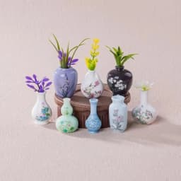 8Pcs Mini Vase Resin Figurine Imitation Porcelain Bottle Creative Micro Landscape Ornament DIY Home Desktop Decor Accessories