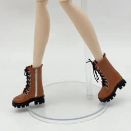 1/12 Doll High Ankle Boots 1 Pair Lace Up Side Zipper Thick Sole Mini Shoes for Doll Hobbyist DIY Dress Up