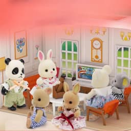 Mini Flocked Animal Family Doll Set Dressed Rabbit Cat Panda Koala Mouse Figures Dollhouse Accessory Pretend Play Collection Toy