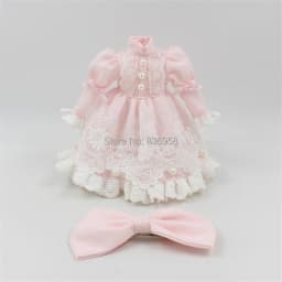 ICY DBS Blyth Doll Licca Body Lace Dress Bow Knot Pink Green Princess Suit Anime Outfits