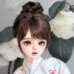 1/6, 1/4, 1/3 BJD Wig Mohair Awen Soft Doll hair bun Pink updo Single bun with bangs for 30-40-60cm SD DD Doll Wig Accessories