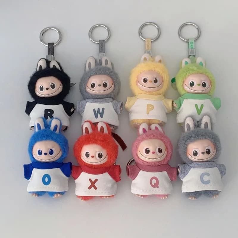 Cute Set For 10.5cm Mini Labubu Pin For Love Series Clothes A-Y letters Alphabet T-shirt Trendy Outfit