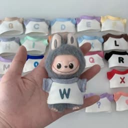 Cute Set For 10.5cm Mini Labubu Pin For Love Series Clothes A-Y letters Alphabet T-shirt Trendy Outfit