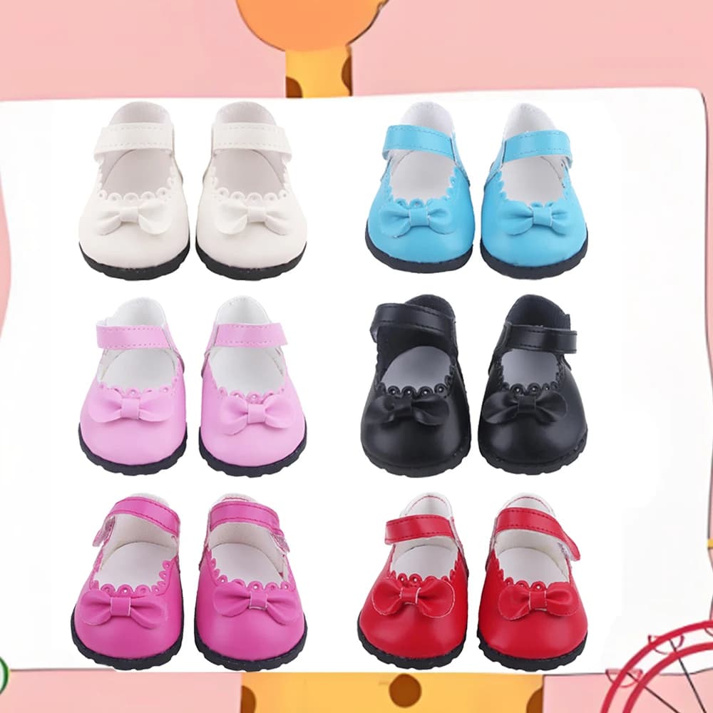 8CM Cute 55cm Reborn Girl Doll Shoes MIni Leather Bowknot Doll Shoes For 22-Inch Baby New Born Girl Dolls Accessories Cotton Toy