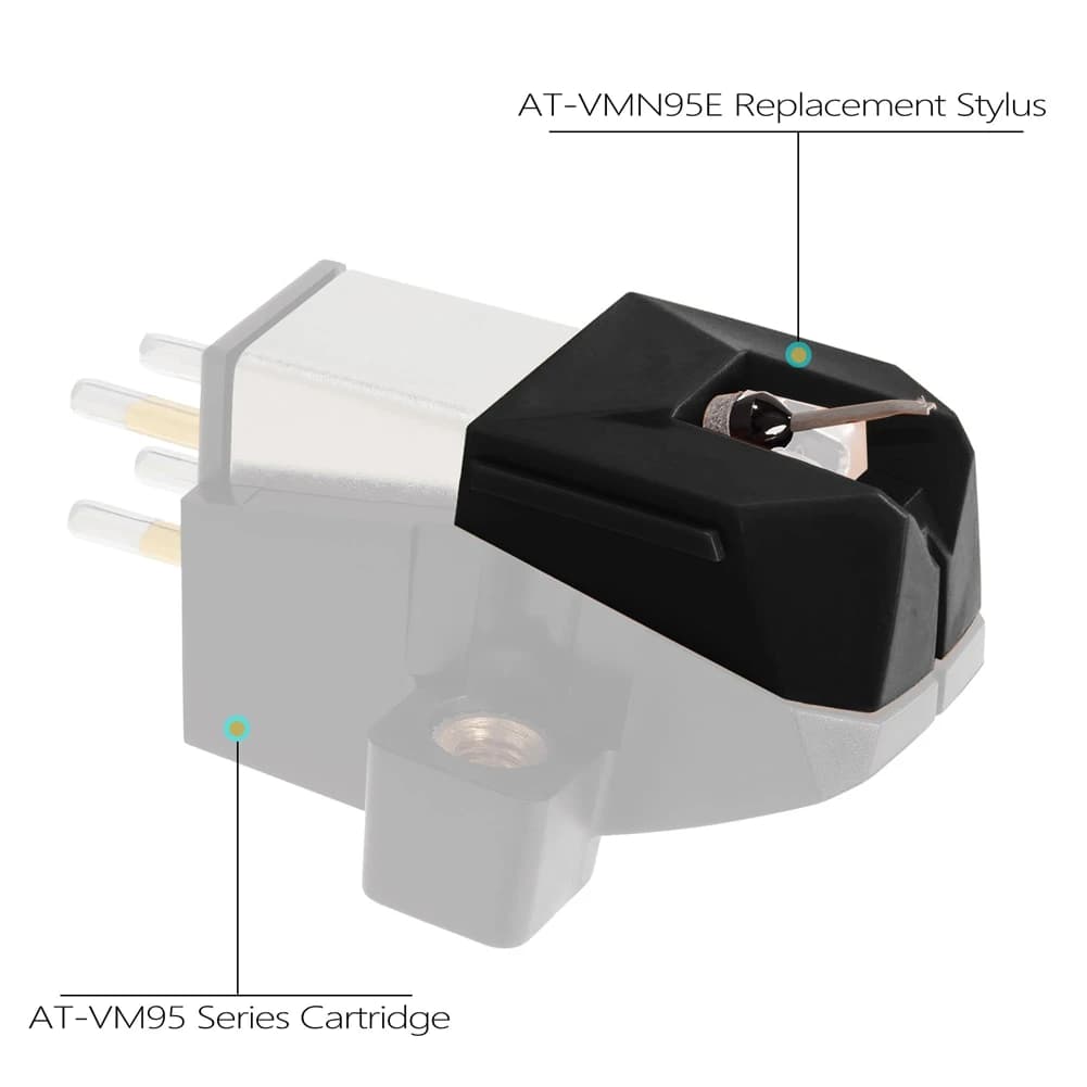 ROO AT-VMN95E Diamond Replacement Stylus Needle for VM95 Series, Compatible for Audio Technica AT-LP120X Vinyl Turntables