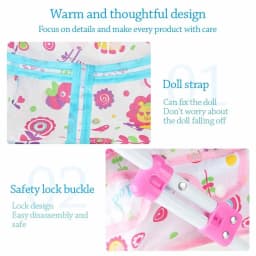 Dolls Pram Iron Foldable Baby Stroller Colorful Large Capacity Stable Lightweight Doll Handcart for Boys Girls