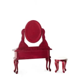 1/12 Dollhouse Miniature Wooden Dressing Table with Stool Mini Dresser Model Toy Doll House Accessories Decoration ob11 bjd