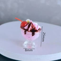 1Pc 1:12 Miniature Cherry Ice Cream Cup Simulation Food Model Dollhouse Decor Ornament Accessory Strawberry Vanilla