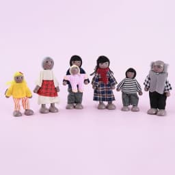 1/12 Dollhouse Wooden Family Doll Miniature Furniture Toy Kids Children Pretend Play Toy Boys Girls Gifts