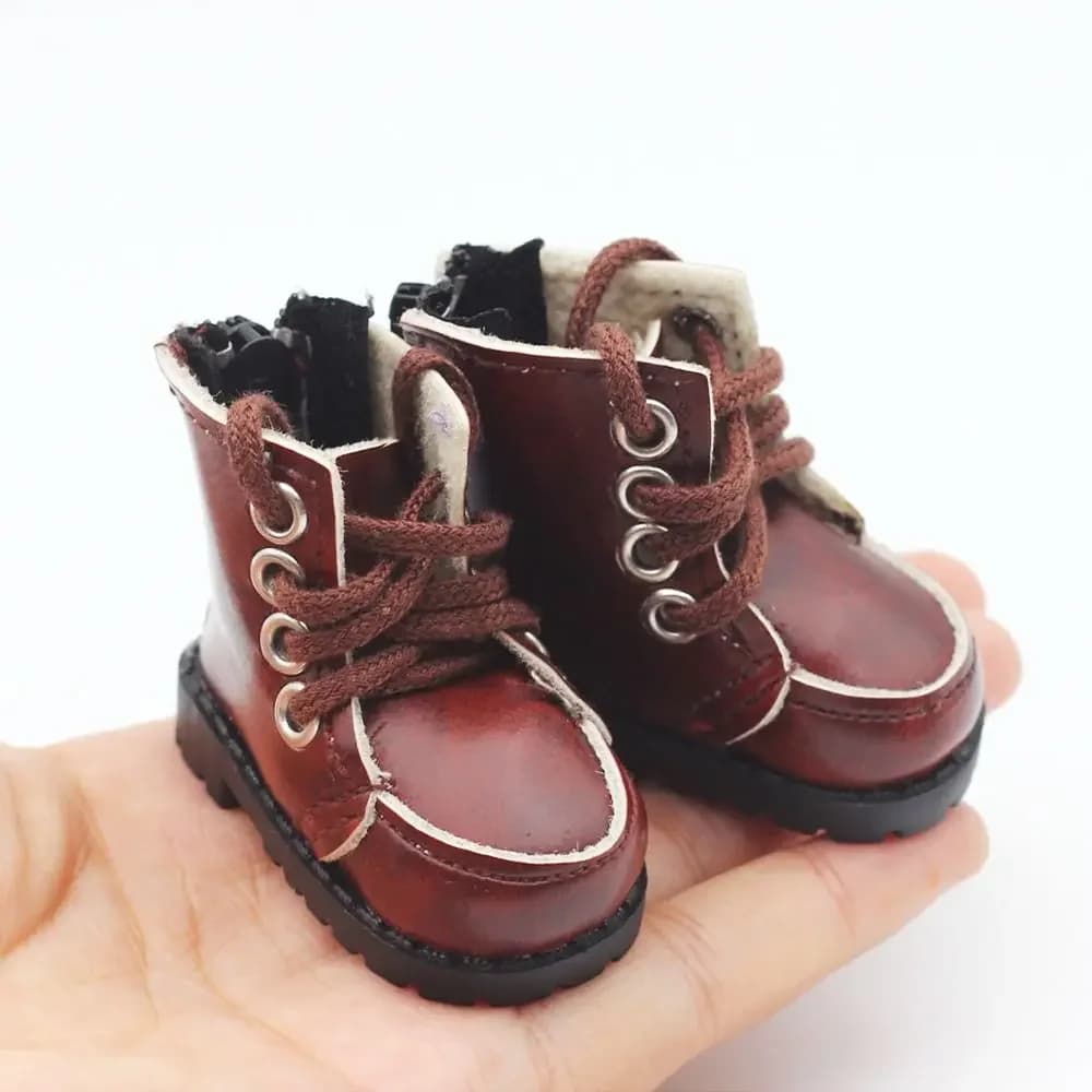 For 1/12 Dolls New Leather Material Doll Shoes College Style Fashion Fashion Boots Brown/Black Clothes Accessories