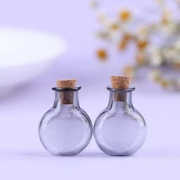2Pcs 1:12 Dollhouse Miniature Glass Color Bottles Cork Bottles Tiny Jar Wishing Bottle Model For Dollhouse Decoration