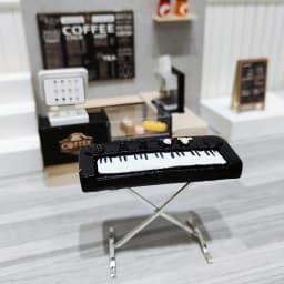 1:12 Dollhouse Miniature Furniture Playset, Piano with Bench Instrument Model, Living Room Décor Doll's House Accessories
