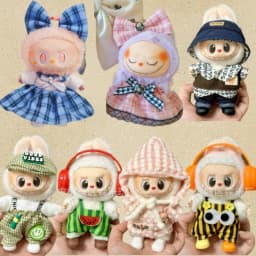 For Labubu Doll Clothes Hu Die Knot Skirt Set Labubu Idol V1 V2 Dolls Clothing Accessories 15/17cm Plush Doll Universal