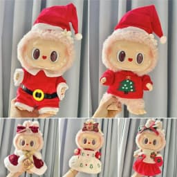 For 38cm Labubu Mokoko Doll Holiday Christmas Dress Cute Style Sweater Cute Girl Outfit Clothing Set Labubu Clothes Gift No Doll