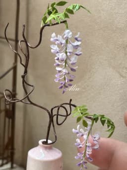 Handmade Clay Vine Plants Collection: Wisteria, Ivy & Rose Vine Miniatures with Lotus & Chrysanthemum for 1:6 Dollhouse Garden