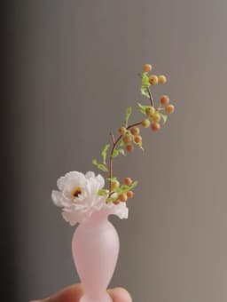 Handmade Clay Vine Plants Collection: Wisteria, Ivy & Rose Vine Miniatures with Lotus & Chrysanthemum for 1:6 Dollhouse Garden