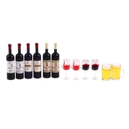 5Pcs/set Dollhouse Miniature Wine Cup Beer Mug Wine Bottle Model 1:12 Mini Furniture House Decor Toy-Toy
