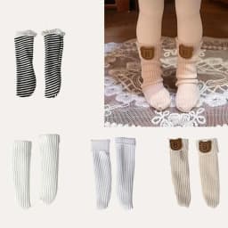 1pair s for 30 CM 1/6 BJD Doll Stockings Stripe Sock Black White Stripe Socks Cute Bear Socks Long Solid Color Stripe Socks Toys