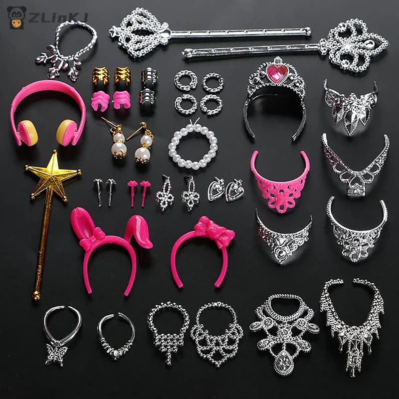 ▶20PCS Universal Earrings Bracelets Crown For 1/6 Doll Accessories Fashion Set Girl's Doll Jewelry DIY Decoration Toy