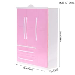 1Pcs ABS Three-door Pink Modern Wardrobe 1/12 1/6 Dollhouse Miniature For Dolls Furniture Clothes Accessories Toys
