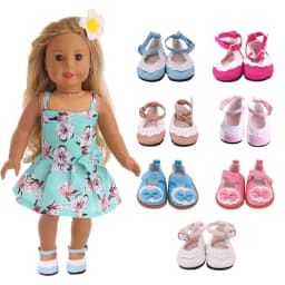 Suitable For 18 Inch Dolls, 43cm Doll Shoes, Sweet And Fashionable Lace Leather Shoes, Bow Leather Shoes, Children's Gifts