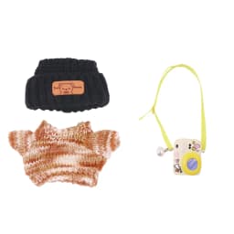 For Labubu Doll Headband+Sweater+Camera Warm Cute Outfit Accessories For 17CM Plush Doll Clothes,Festival Birthday Gift Girl Toy