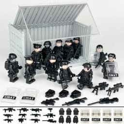 12 hot suits swat figurine puzzle small particles assembled building blocks toy anti-terrorism container DIY accessories