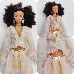 1/6 Doll Jewellery Parts Metal Magnetic Leaf-shaped Earrings+ Necklace + Waist Chain Set For 30cm Babi Xianxian Supermodel Doll