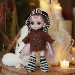 For 1/8 BJD Doll Cute Animal Puppy Coat Hat Bag Set Outfit Clothing Sexy Plush Leopard Print Jacket Clothes For 16 17cm Doll