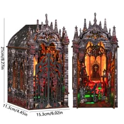 DIY Gothic Book Nook Kit 3D Wooden Miniature Dollhouse with Furniture Handmade Craft Bookshelf Insert Creative Home Decor Gifts