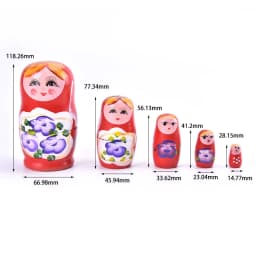 5Pcs Novelty Cartoon Girl Russian Wooden Nesting Dolls Hand Painted Matryoshka