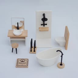 【M】1/12 Dollhouse Simulation Washbasin Tub Toilet Model Dollhouse Bathroom Decor Dolls House Miniature Furniture Accessories
