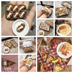 Hot Sale 1:6 Miniature Bakery Gift Set, Handmade Pizza Cookie Bread Matcha Box, Dollhouse Kitchen Pretend Play Dessert Decor