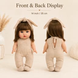 14 Inch 35cm Reborn Baby Doll with Outfit Set American Girl Doll Soft Body Lifelike Vinyl Doll Toy Birthday Gift for Kids Girls