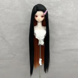 BJD Doll Wig COS Hair Long Bangs Straight Hair Double-tone Color DIY Anime Doll Wig Stylish Wig Cover Accessories Dress Up Toy