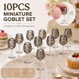 10 Dollhouse Miniature Wine Cups: 1/12 Mini Simulation Beverage Tall Cup Kitchen Bar Scene Decoration Model