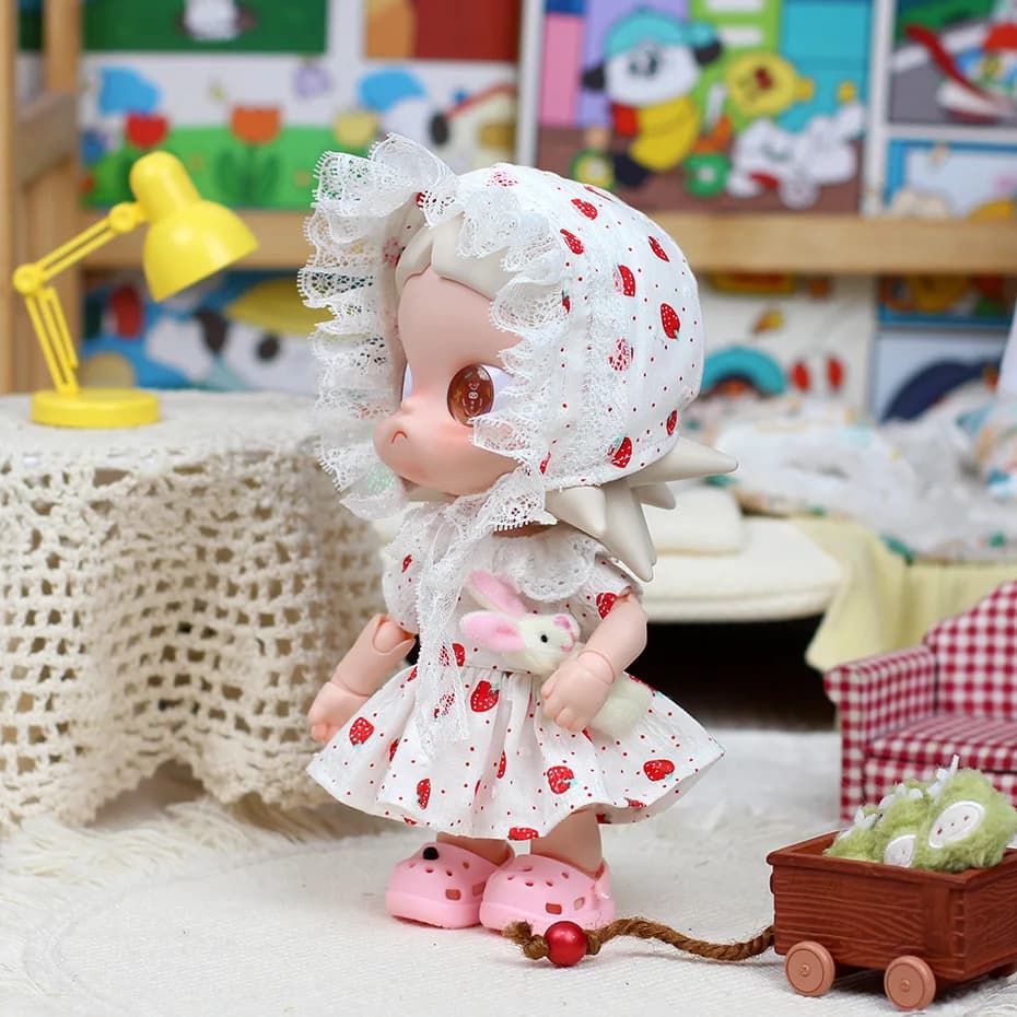 Pastoral Lace Doll Dress, Elegant Country‑Style Doll Outfit Fits 20cm Zsiga 1/8 BJD Doll Not Included