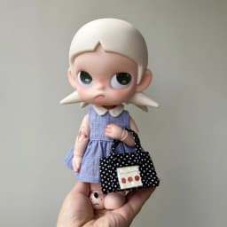 Cute Polka Dot Mini Doll Handbag, Strawberry Fabric Tote Bag Fits 10cm 1/8 BJD Zsiga Yuy, Doll Dress-up Accessories