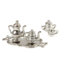 1:12 Doll House Miniature Metal Tea Set/Wine Set Model Doll House Furniture Miniature Dining Ware Toy Teapot Cup Plate