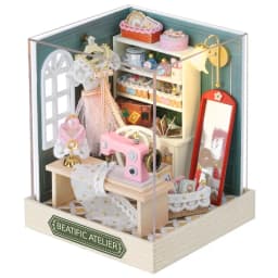 Wooden Mini Doll Houses DIY Handmade 3D Puzzle Assembly Building Kits With Furniture LED Coffee Store Dollhouse Toys For Gift