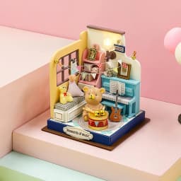 Wooden Mini Doll Houses DIY Handmade 3D Puzzle Assembly Building Kits With Furniture LED Coffee Store Dollhouse Toys For Gift