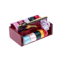 1:12 Dollhouse miniature sewing room ribbon cloth spools trim scissors shelf