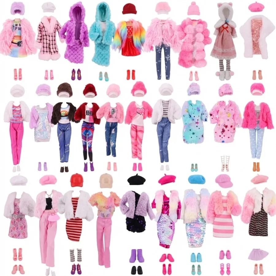 27-30cm Doll Clothing Accessories Set Sweet and Exquisite Plush Coat, Vest, Shorts, Long Skirt Set, Children's Gift