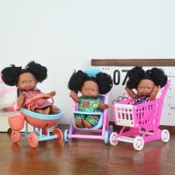 5in/13cm Kawaii Cute Black New Reborn Baby Dolls Educational Dolls Black Skin Black Hair With Cute Bow Headwear Birthday Gift