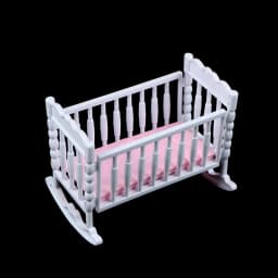 Doll House Light Pink White Baby Shaker Toy Accessories Bed Cradle Crib Play