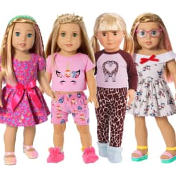 Cute Doll Pattern Pajamas for18inch doll&43 cm Reborn doll Flannel Homewear Set with Cartoon Design, Cozy Sleepwear Loungewear