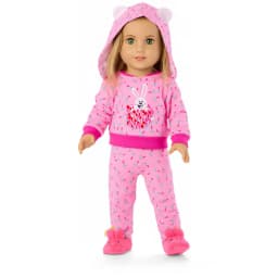 Cute Doll Pattern Pajamas for18inch doll&43 cm Reborn doll Flannel Homewear Set with Cartoon Design, Cozy Sleepwear Loungewear