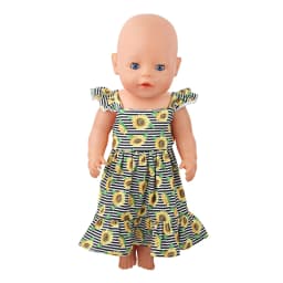 Newly Designed Doll Skirt Flamingos,Sunflowers,Flowers Flying Sleeve Dress For 18 Inch American&43cm Baby New Born Girl Doll Toy