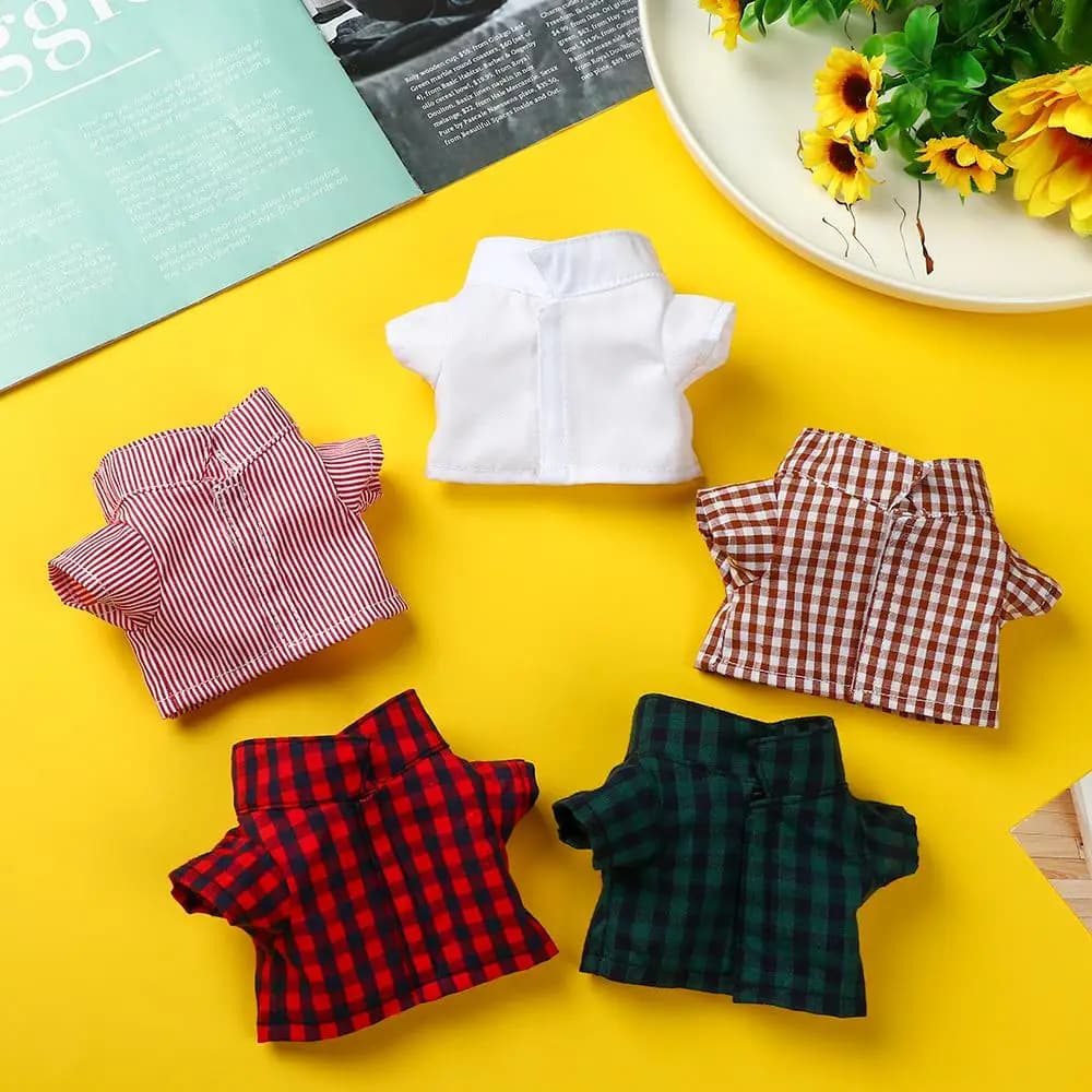 20CM Doll Shirt Solid Color Blouse Stripes Lattice Idol Doll Clothes Dolls Accessories Cotton Stuffed Change Dressing Game